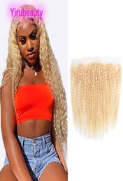 613 Color Brazilian Virgin Human Hair 134 Lace Frontal With Baby Hair Blonde Color 13X4 Frontals Deep Wave Kinky Curly 1224inch4151966