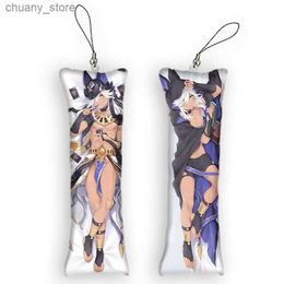 Keychains Lanyards 4x12cmGenshin Impact Dakimakura Mini Anime Game Character Cosplay 2 Side Small Pillow Pendant Cute Keychain Bag Ornament Y240417