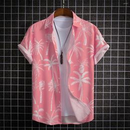 Men's Casual Shirts Coconut Tree 3d Print Men Fashion Hawaiian Shirt Short Sleeve Beach Single-Breasted Clothing