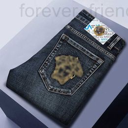 Men's Jeans designer 2022 summer new Personalised fashion brand light luxury jeans men's elastic slim fit European Leggings JMC9
