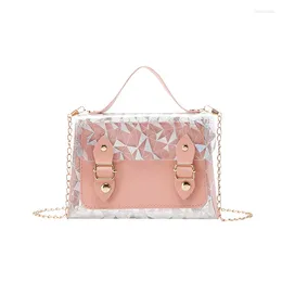 Shoulder Bags Girls Small Handbag 2024 Summer Print Double Buckle Magnetic Hasp Chain Transparent Bag Woman Messenger Purse Wholesale