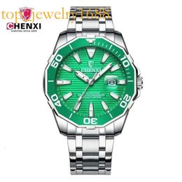 CHENXI Business Men Sier Stainless Steel Black Casual Watch for Big Dial Waterproof High Quality Fashion Dress Wristwatches Giftvvs