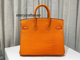 Women Luxury Handbag L Orange handmade wax thread luxury goods factory silver buckle BK25 bag