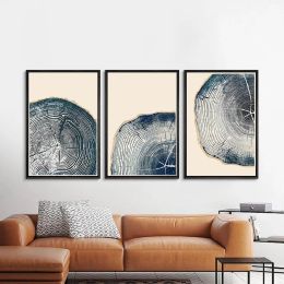 Panel 3 Piece Framed Canvas, Vintage Wood Prints, Minimalist Trunk Art, Neutral Wall Decor