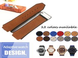 Genuine Leather Watchband Rubber Silicone Watchstrap for HUB Watch Man Strap Black Blue Brown Waterproof 25x19mm Deployment Buckle7317338