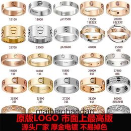 High End Designer jewelry rings for womens Carter Classic LOVE Ring Rose Gold Screw Pattern Wide Narrow Single Diamond Three Full Diamond VGold Ring Original 1:1 logo