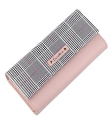 Long Plaid PU Leather Money Unique Purse Hasp Card Holders Purse Female Fashion Cute Wallets for Women9744019