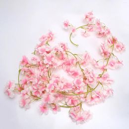 Decorative Flowers Artificial Cherry Blossom Vines Silk Plastic Flower Wedding Decoration 1.8m