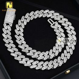 16 Year Cuban Link Chain Manufacturer 16mm Baguette Moissanite Diamond Hip Hop Iced Out Jewelry Necklaces 925 Sterling Silver