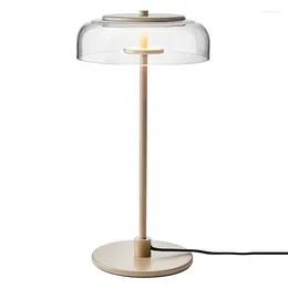 Table Lamps Modern Style Metal Body Glass Shade Lamp