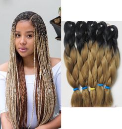 Ombre Kanekalon Braiding Hair 1B30 Two Tones Ombre Color Synthetic Jumbo Braids Hair Whole Crochet Hair Extension Folded 24 I5074224