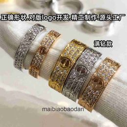 High End Designer jewelry rings for womens Carter V Gold Classic LOVE Full Sky Ring Womens Light Luxury Full Diamond Single Diamond Ring Original 1:1 With Real Logo