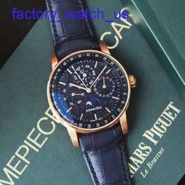 Top AP Wrist Watch CODE 11.59 Series 26394OR Rose Gold Blue Dial Perpetual Calendar Mens Fashion Casual Business Back Transparent Mechanical Timepiece