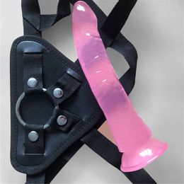 New 210*35mm Realistic Jelly Dildo Harness Strapons Fake Penis dildo pants sexy Game Strap on Dildos Toys for lesbian or gay