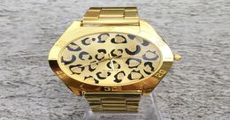 Fashion Brand women men Unisex Leopard style gold Steel Metal Band quartz wrist watch full logo C116240797