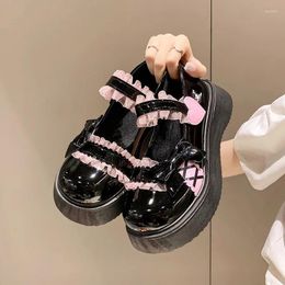 Casual Shoes Wedges Girs Lolita High Platform Sweet Lcae Bow Cosplay Party Pumps Spring Autumn Catu Pink Black Japanese Uniform