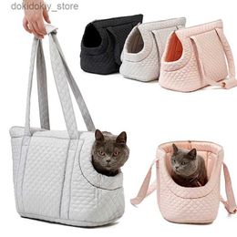 Dog Carrier Diamond Quilted Dog Carrier for Small Dogs Super Lightweight Portable Cat Bag Fashion Pet Travel Bag Anti-Escape Puppy Purse L49