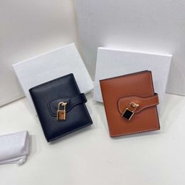 New Double Fold Wallet Lisa Same Style Lock Head Large Money Clip Multi Card Holder Couple Gift to Husband Yyds