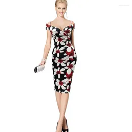 Party Dresses Fashion Designer Women's V-Sexy Floral Print Work Business Casual Pencil Jacket Vestidos Plue Size G27