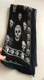 Scarves Summer Beach Square Shawl Ladies Designer Skull Print Chiffon Scarf Muslim Hijab For Women Luxury Skeleton Wrap 120cm 120c2553291