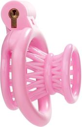 Lightweight Reticulate hollowing Male Chastity Cage for Men Chastity Device Lock Design BDSM Sex Toys for Couples with 4 Sizes Rings (Pink)