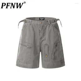 Men's Shorts PFNW Vinrtage Safari Style Zipper Pockets Male High Street Short Cargo Pants Casual 2024 Summer Stylish 28W2823