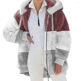 Women's Jackets Spring Autumn Coats And Loose Plush Zipper Hooded Jacket Pink Clothes Winter Women Tops