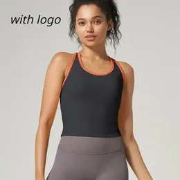 Active Shirts LO Sports Yoga Bra Integrated Cup Shaped Resistant Vest With Chest Cushion Women Fitness Logo Top Mujer