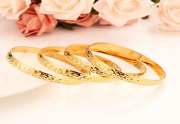 Fashion Dubai Rice character Bangle Jewellery 18 K Yellow Fine Solid Gold Filled Dubai Bracelet Women Africa Arab Items3028156