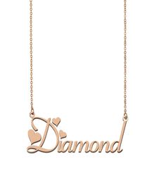 Diamond Name Necklace Pendant for Women Girls Birthday Gift Custom Nameplate Kids Friends Jewellery 18k Gold Plated Stainless S4320736