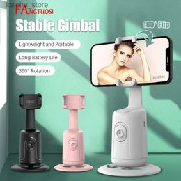 Selfie Monopods FANGTUOSI 2024 New 360 Rotation follow-up Gimbal Stabilizer Monopod Desktop tracking gimbal For Tiktok live photography Y240418