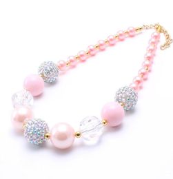 Fashion Baby Kid Chunky Necklace Peach Pink Colour Cute Kid Bubblegum Chunky Bead Necklace Girl Children Jewelry7453260