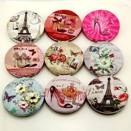 Compact Mirrors Wholesale- Portable Double Sides Pocket Make Up Mirror Stainless Steel Frame Eiffel Tower Cosmetic Makeup Mini Beauty Normal
