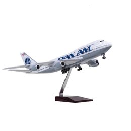 With Wheels And Lights Pan Am Boeing 747 Simulation Civil Aviation Passenger Aircraft Model Display Gift Collection 240408