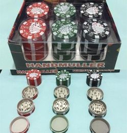 3 Layers Poker Chip Style Herb Herbal Tobacco Grinder Grinders Smoking Pipe Accessories gadget RedGreenBlack 12pcslot 42528mm8856259