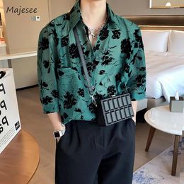 Men's Casual Shirts Men Cosy Mature Korean Style Floral All-match Daily Turn-down Collar Youthful Handsome Temperament Single Breasted Loose
