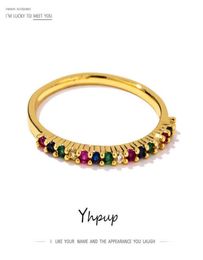 Yhpup Fashion Brand Rainbow Multicolor Women Ring Copper Europe and America Jewellery for Girl Female Wedding Girlfriend Gift New Q7424128