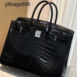 Brkns Handbag Genuine Leather 7A Handswen High gloss Bay Crocodile Skin with Large 35cm WomensSNDZ