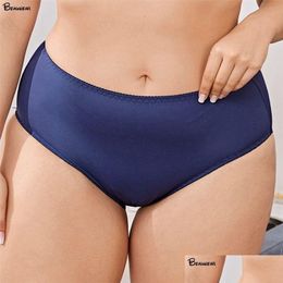 Women'S Panties Beauwear Solid Colour Women Cotton Xl 2Xl 3Xl 4Xl 5Xl 6Xl Plus Size Female Underwear Breath Lingeries Middle Waist Pan Dhes1