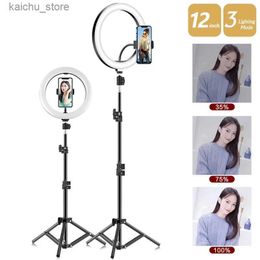 Continuous Lighting 26cm LED selfie ring light photo selfie ring light USB remote control fill light used for Tiktok video live streaming with phone stand tripod Y240