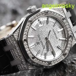 Unisex AP Wrist Watch Royal Oak 15452bc Platinum Original Diamond Full Sky Star Watch Automatic Mechanical Size Approximately 37mm 18k Platinum Watch