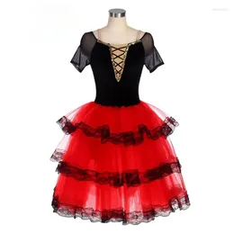 Stage Wear Ballet Costumes Children's Competitions Professional Red Tutus Adult Spanish Dresses