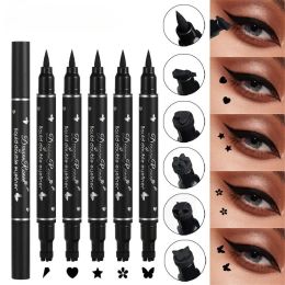 Eyeliner 2 IN 1 Butterfly Seal Eyeliner Pen Star Moon Stamp LongLasting Waterproof Black Liquid Eye Liner Pencil Eyes Cosmetic