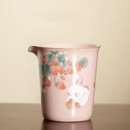 Cups Saucers Ceramic Opening Porcelain Fair Cup Chinese Tea Zen Ru Yao Sea Teacup Teaware Pink Ceremony Utensil