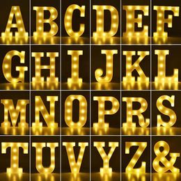 Decorative Figurines Wedding Letters Alphabet LED Night Lights Luminous Number Letter Lamp For Home Baby Birthday Party Bedroom Decoration