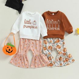 Clothing Sets Toddler Girls Fashion Sweatshirts 2 Piece Sweet Fall Long Sleeve Letter Print Sweatshirt Pumpkin Flared Pants