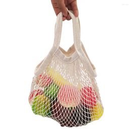 Shopping Bags Nylon-free Bag Eco-friendly Cotton Mesh Grocery Tote With Long Handles For Fruits Vegetables Lightweight Washable