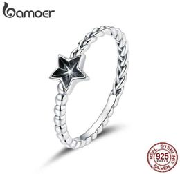 Bamoer 925 Sterling Star Finger For Women Shiny Wheat Ears Wedding Rings Band Silver Fine Xmas Jewelry BSR1602569420