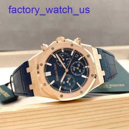 Top AP Wrist Watch Royal Oak Series 26240OR Rose Gold Blue Plate Belt Mens Fashion Leisure Business Sports Back Transparent Mechanical Watch