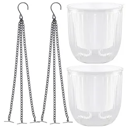 Vases 2pcs Hanging Planter Self Watering Flower Pot Wall Plant With Chain